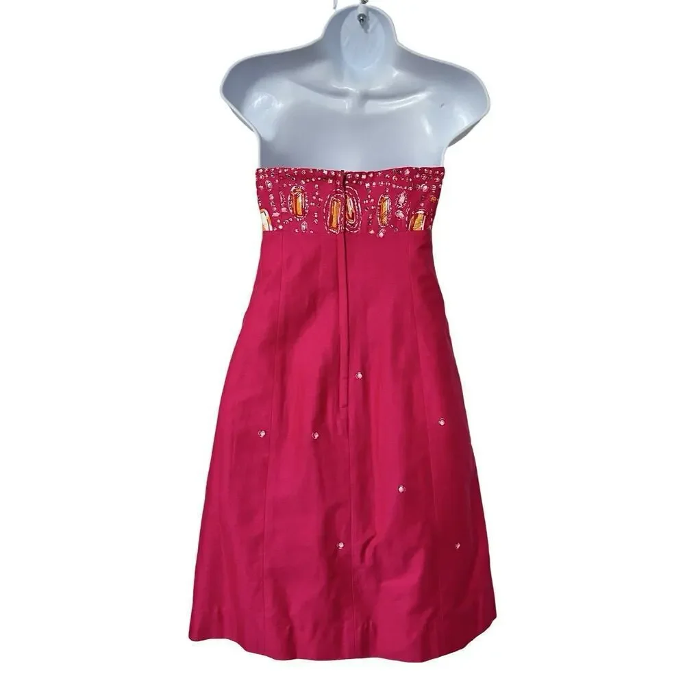 Lilly Pulitzer Fools Jewels Bowen Strapless Mini Dress Size 4 Hot Pink NEW‎ - Picture 3 of 10